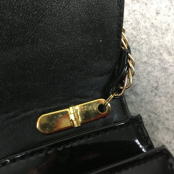 Vintage Evening Clutch Crossbody Envelope Patent Leather Quilted Black Kisslock - Picture 11 of 16